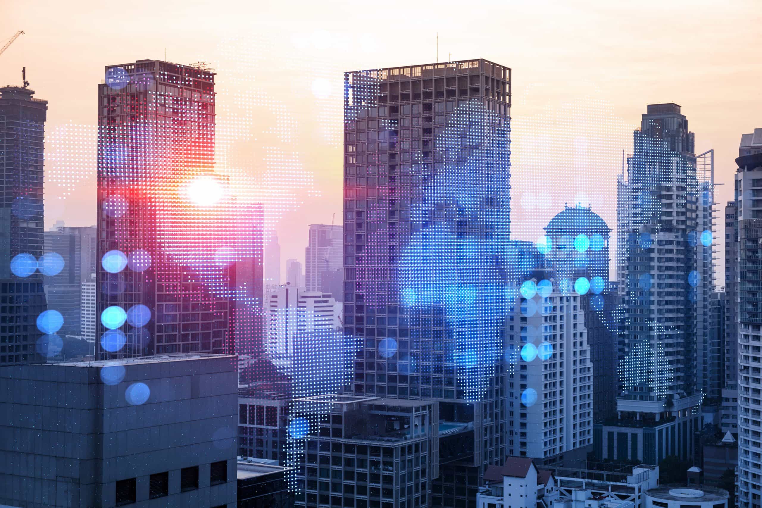glowing-hologram-earth-planet-map-aerial-panoramic-cityscape-bangkok-sunset-asia-concept-international-business-multi-exposure-scaled