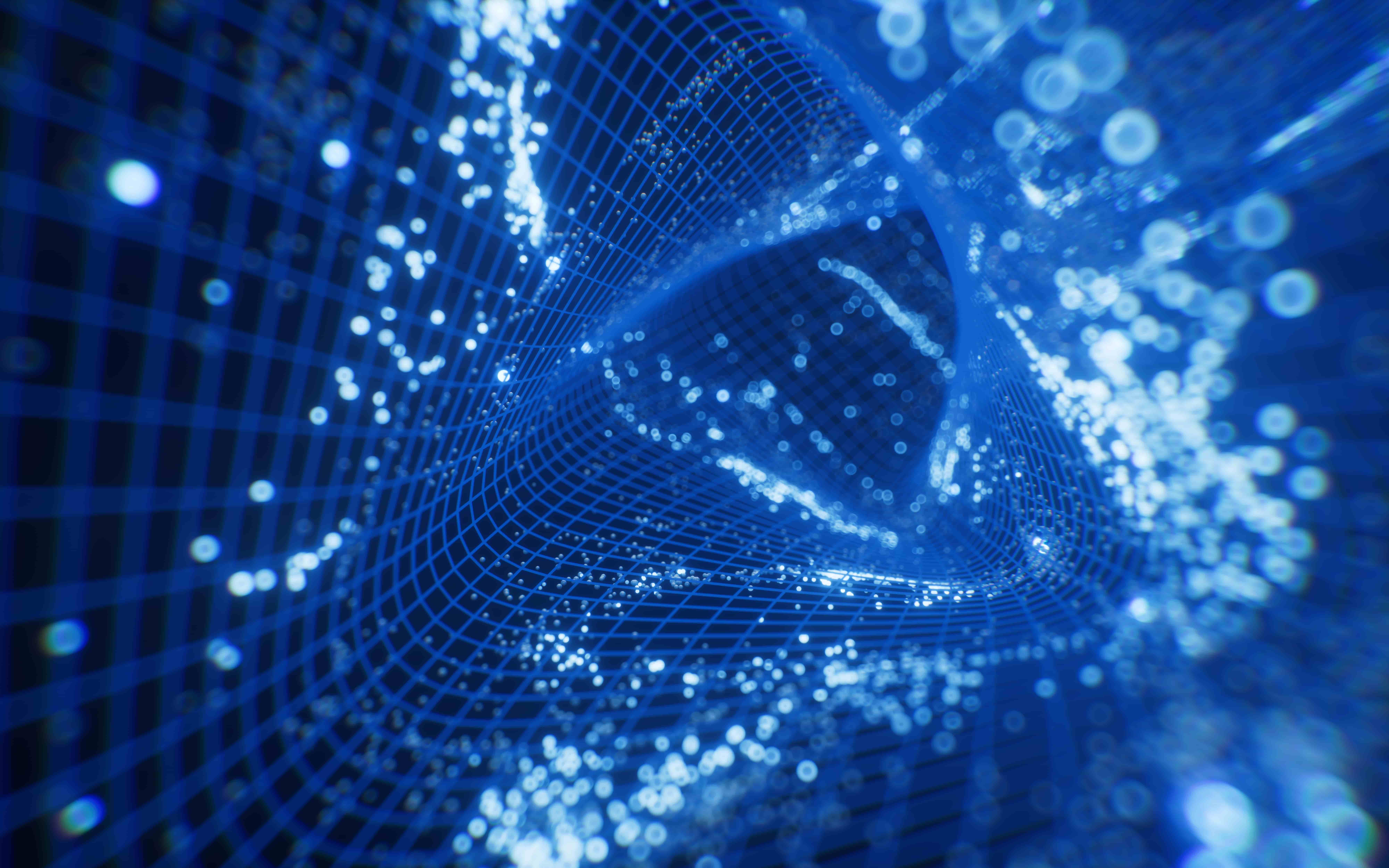 triangle-technology-grid-tunnel-flowing-particles-3d-rendering