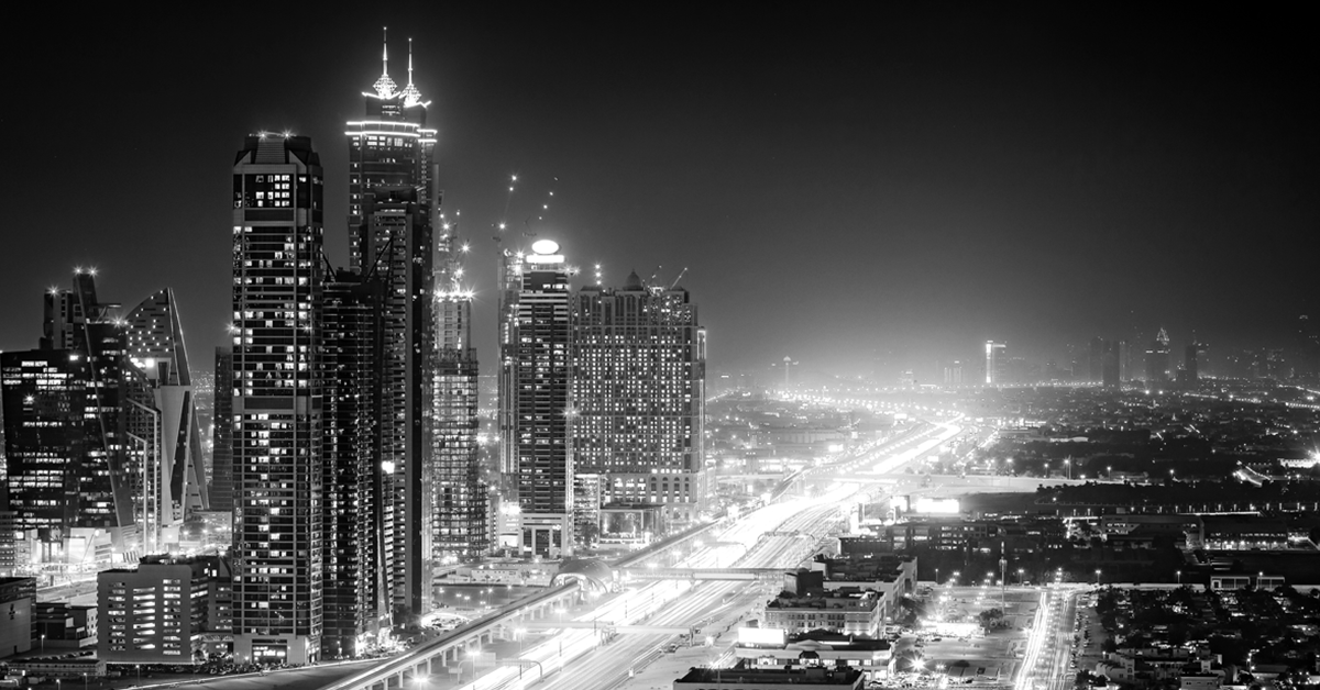 City at night with traffic